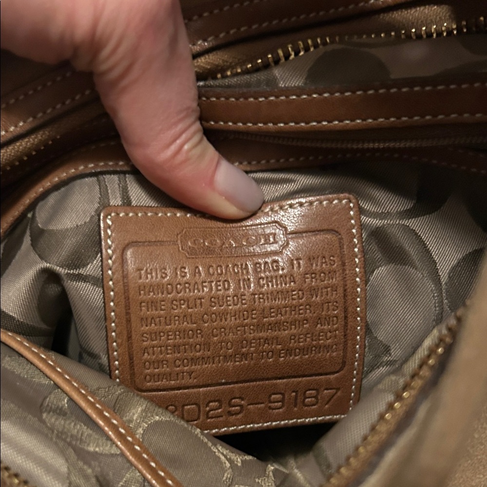 Coach Brown Suede Bag with Gold Tag - Picture 3 of 3